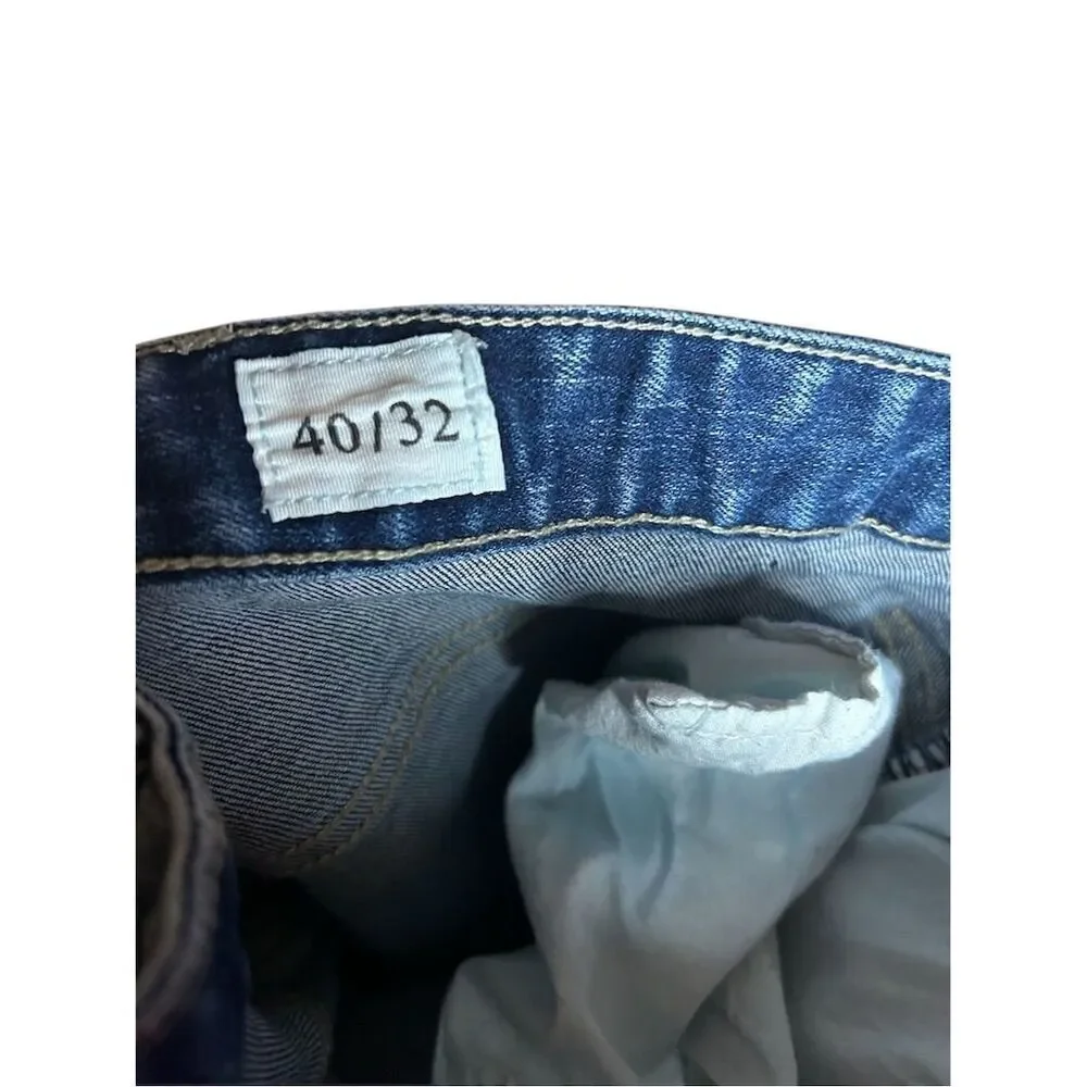 Smoke Rise Men's Distressed Splatter Paint Jeans Blue Size 40x32